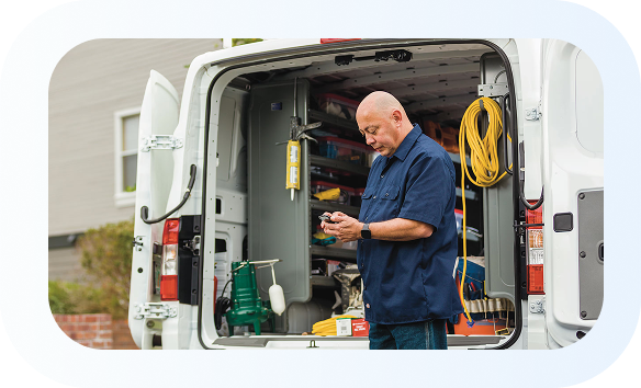 Technician at the service van