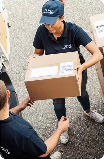 Delivery partner handing over a parcel