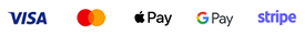 Visa, Mastercard, Apple Pay, Google Pay, Stripe